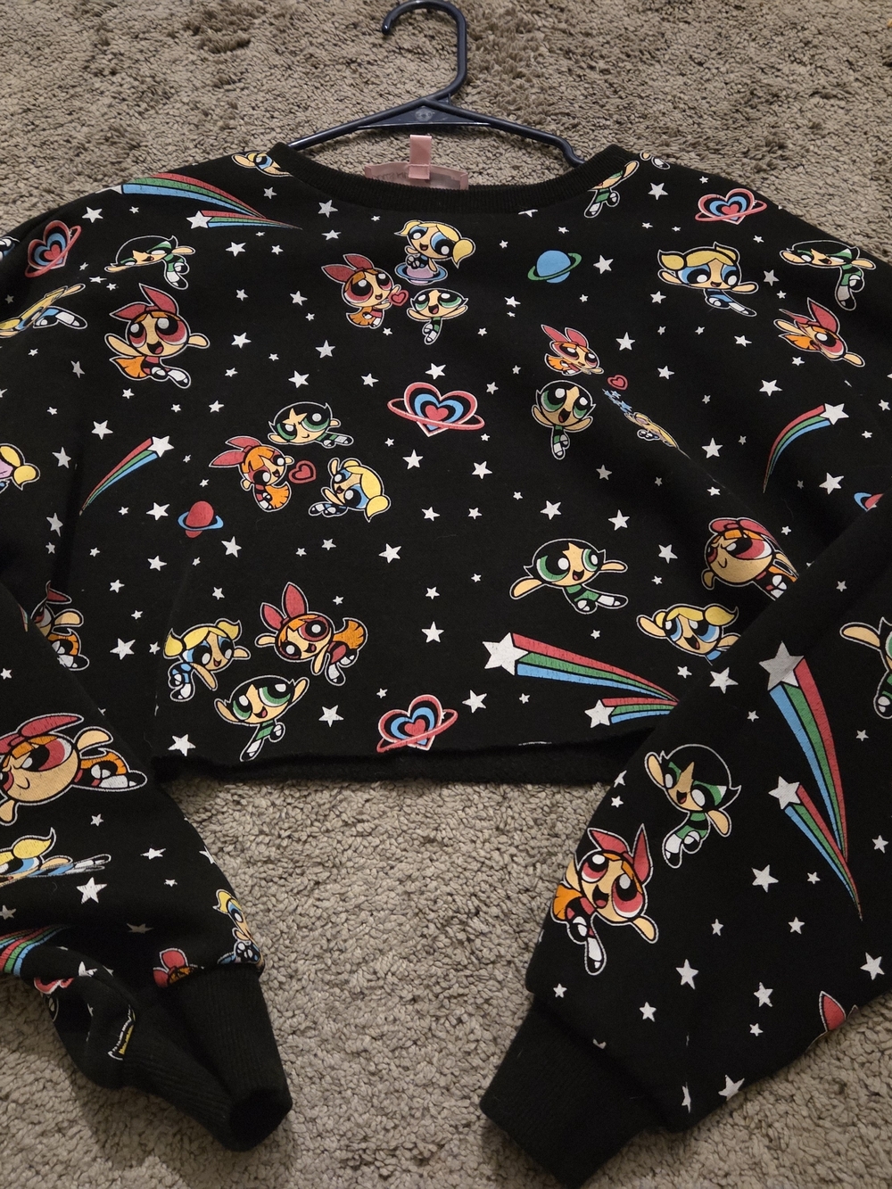 Dolls Kill × Powerpuff Girls Black Cropped Sweatshirt Womens SMALL